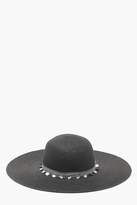 Thumbnail for your product : boohoo Aztec Coin Trim Straw Floppy Hat