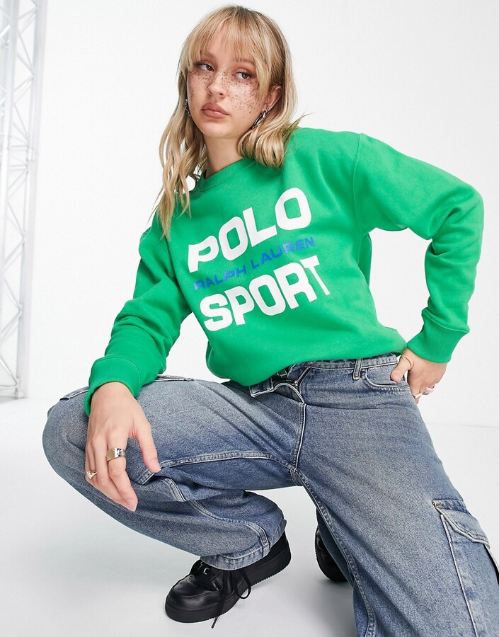 Polo Ralph Lauren long sleeve logo sweatshirt in green - ShopStyle