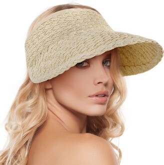 Livingston Women's Wide Brim Sun Hats Roll-up Foldable Straw Golf Visor Hat  - ShopStyle