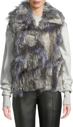 Adrienne Landau Short Patchwork Fur Vest