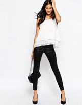 Thumbnail for your product : AX Paris Double Layer Top with Lace Trim