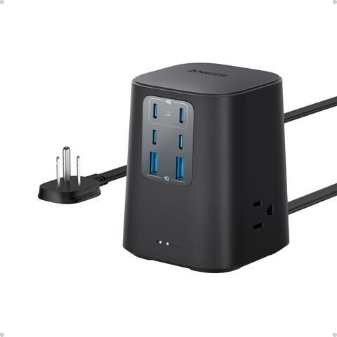 Anker Charging Station (100W), 9-in-1 USB-C Power Strip with 300J Surge Protection, for iPhone 16 & MacBook, 5 ft Flat Cable and Plug, 4 USB-C and...