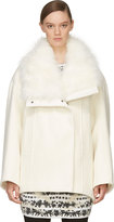 Thumbnail for your product : Helmut Lang Ivory Wool Oversize Fur Collar Jacket