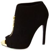 Thumbnail for your product : Charlotte Russe Zip-Up Peep Toe High Heel Ankle Booties