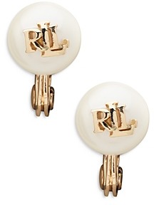 Ralph Lauren Ralph Imitation Pearl Clip-On Logo Button Earrings - ShopStyle