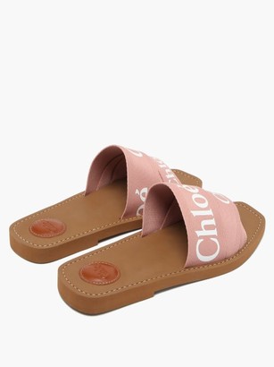 Chloé Woody Canvas And Leather Sandals - Pink
