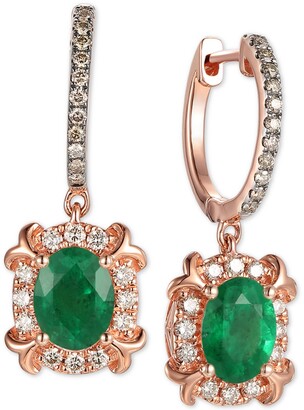 LeVian Costa Smeralda Emerald (1-5/8 ct. t.w.) & Diamond (5/8 ct. t.w.) Drop Earrings in 14k Rose Gold
