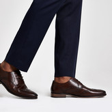 Thumbnail for your product : River Island Dark brown leather lace-up brogues