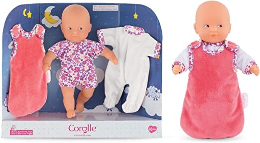 Corolle - Mini Calin Good Night - 8" Soft Body Baby Doll with Pajamas and Bag Sleeper