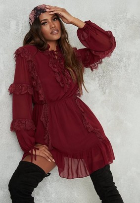 Missguided Plum Lace Detail Smock Dress - ShopStyle