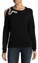 Thumbnail for your product : BA&SH Ossie Crewneck Cold-Shoulder Wool Sweater w/ Embellishment