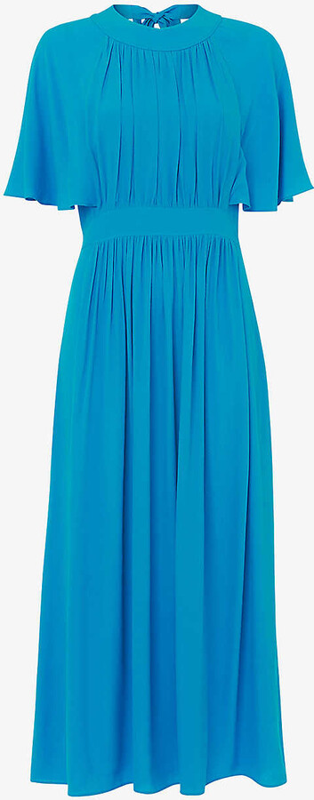 Whistles Amelia cape-sleeved crepe maxi dress - ShopStyle