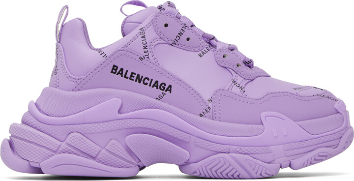 Inde Afstå kerne Balenciaga Purple Triple S Allover Logo Sneakers - ShopStyle