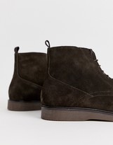 Thumbnail for your product : H By Hudson Calverston toe cap boots in brown suede