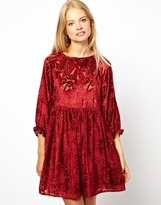 Thumbnail for your product : ASOS Smock Dress With Velvet Burnout