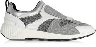Sergio Rossi Combo Lurex and White Leather Sneakers