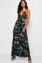 Thumbnail for your product : boohoo Knot Palm Print Maxi Dress