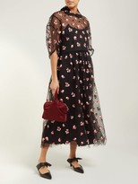Thumbnail for your product : Biyan Anita Floral-embroidered Tulle Dress - Black Red