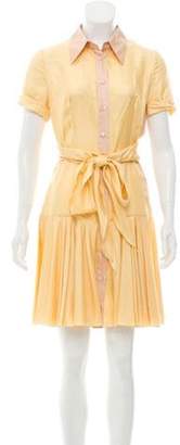 Prada Fluted Silk Dress Yellow Fluted Silk Dress