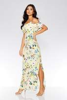 Thumbnail for your product : Quiz Yellow Floral Cold Shoulder Maxi Dress