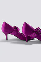 Thumbnail for your product : NA-KD Satin Buckle Pumps Green