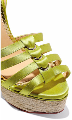 Charlotte Olympia Eyelet-embellished Satin Espadrille Platform Sandals