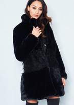 Thumbnail for your product : Missy Empire Florence Black Faux Fur Shaggy Detail Coat