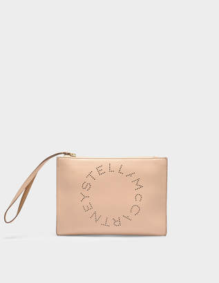 Stella McCartney Alter Nappa Stella Logo Flap Zip Bag in Powder Eco Leather