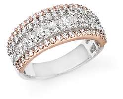 Bloomingdale's Diamond Round and Baguette Band in 14K White and Rose Gold, 1.20 ct.t.w. - 100% Exclusive