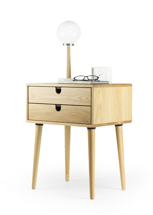 Etsy Mid Century Modern Solid Oak Nightstand With Double Drawers