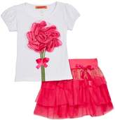 Thumbnail for your product : Funkyberry Flower Applique Shirt & Tiered Skirt Set (Toddler Girls)