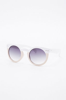Cat Eye Double Stud Sunglasses in Cream and White
