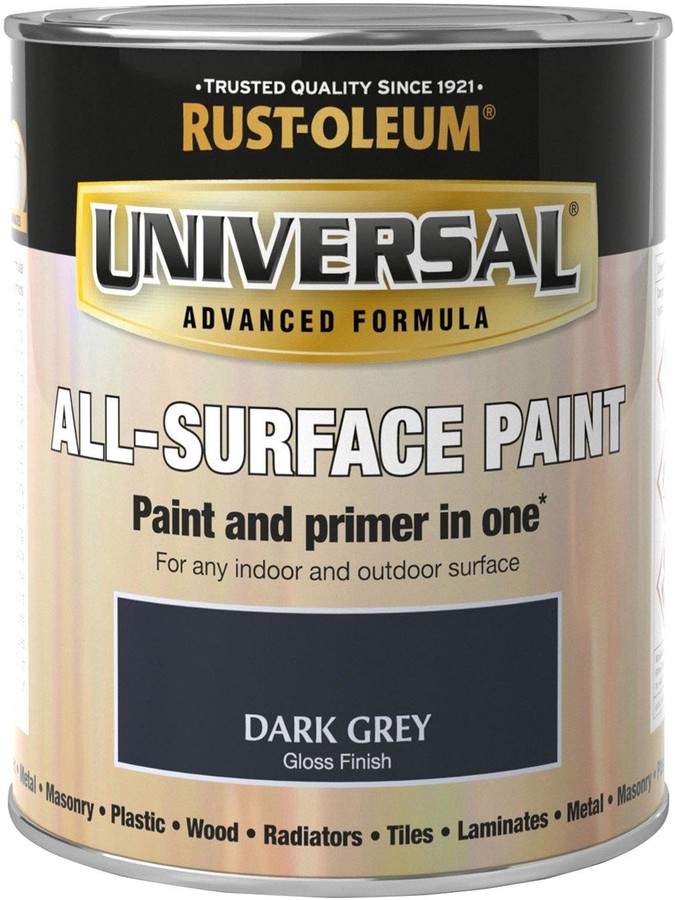 Rust Oleum Universal Metal And All Surface Paint Dark Grey Gloss 750Ml
