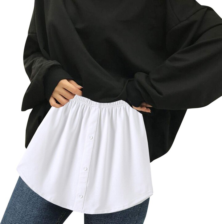 88AMZ Sweatshirt Base Skirt,Women Adjustable Layering Fake Top Lower Sweep,Versatile Fake Hem Skirt,Mini Skirt Shirt Extenders,Skirt Half-Length Splitting for Sweater,Sweatshirt