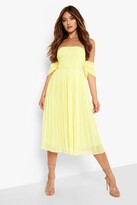 Thumbnail for your product : boohoo Pleated Bardot Bridesmaid Midi Dress