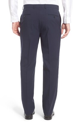 Hart Schaffner Marx Flat Front Solid Stretch Wool Trousers