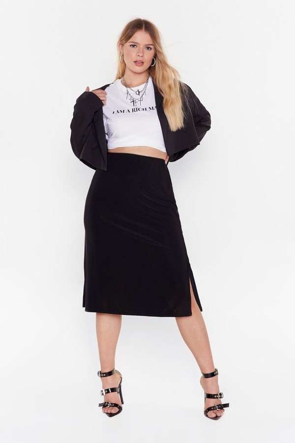 Nasty Gal Womens Plus Size Jersey Split Midi Skirt - Black - 18 - ShopStyle