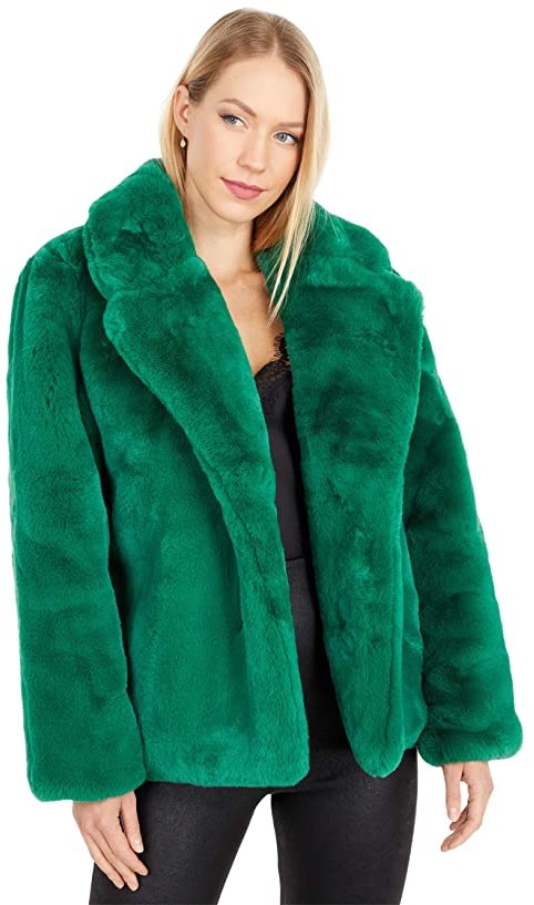 Apparis Manon Faux Fur Coat Vardent, Green Fur Coat Womens