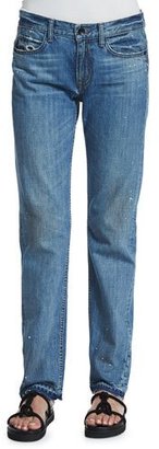 Helmut Lang Relaxed Raw-Edge Jeans, Light Blue