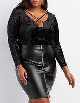 Thumbnail for your product : Charlotte Russe Plus Size Velvet Strappy Bodysuit