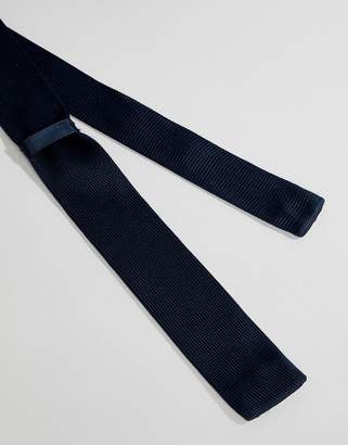 Selected navy knitted tie
