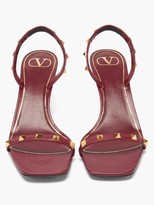Thumbnail for your product : Valentino Garavani Garavani - Rockstud Square-toe Leather Slingback Sandals - Burgundy