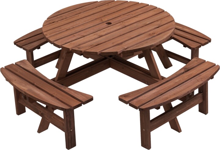 Streamdale Furniture 8 Person Wooden Picnic Table with Built-In Benches