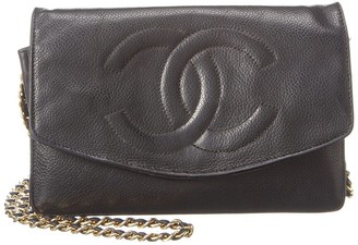 Chanel Black Caviar Leather Timeless Wallet On Chain