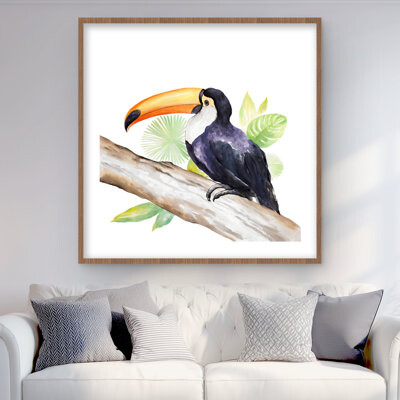 Lark Manor Toucan Perched - Exotic Bedroom Framed Matted Print Decor