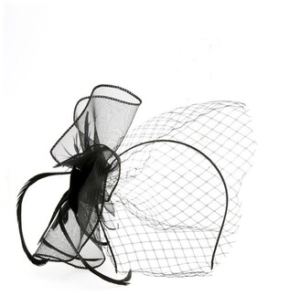 Collection Crinoline With Feathers And Veil Black Fascinator
