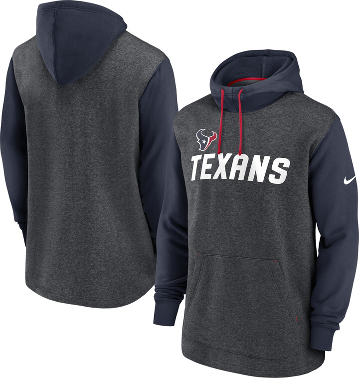 Men's Nike Heathered Charcoal/Navy Houston Texans Surrey Legacy Pullover Hoodie