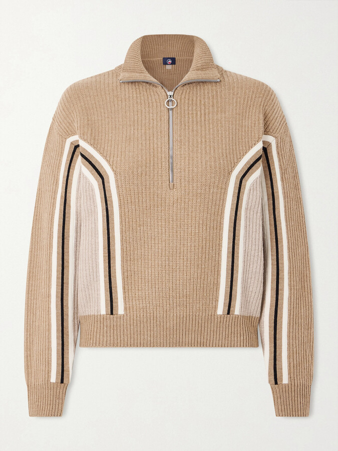 Fusalp Mirala Striped Ribbed Wool Sweater - Brown