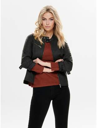 Only Faux Leather Biker Bomber Jacket