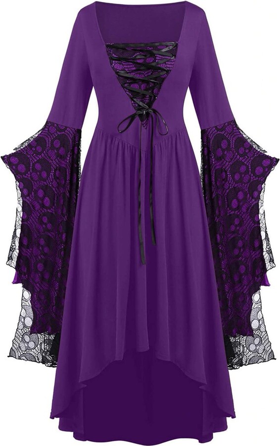 FunAloe Halloween Gothic Dresses Medieval Corset Vintage Dress Medieval